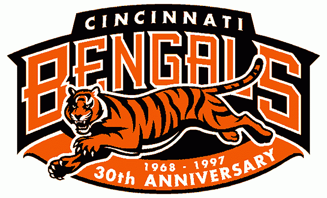 Cincinnati Bengals 1997 Anniversary Logo iron on transfers for T-shirts